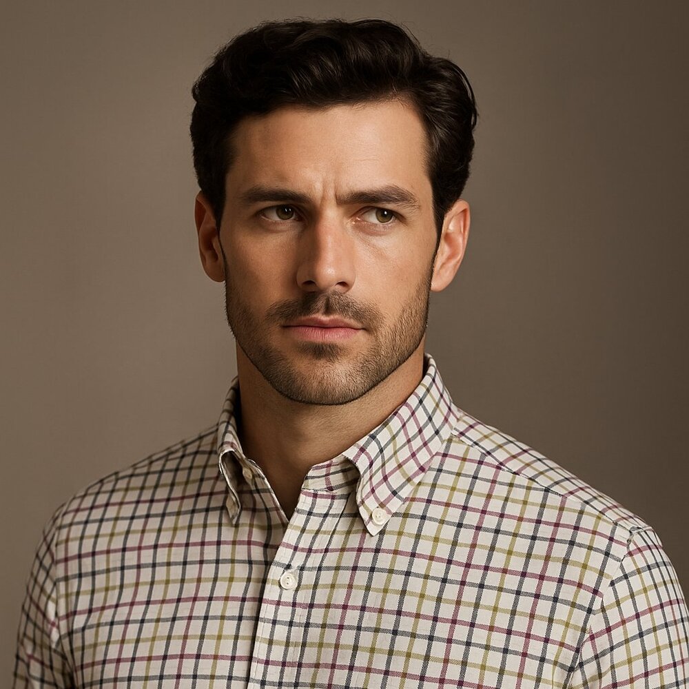 Neiman Marcus Multicolor Plaid Long Sleeve Button-Up Shirt - Size Large